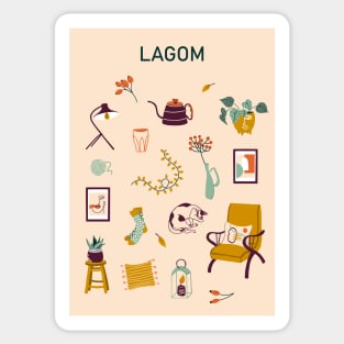 Print with Lagom lettering and cozy home stuff Sticker